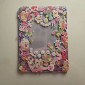 Cute Pink and Purple Decorated photo card protector toploader
